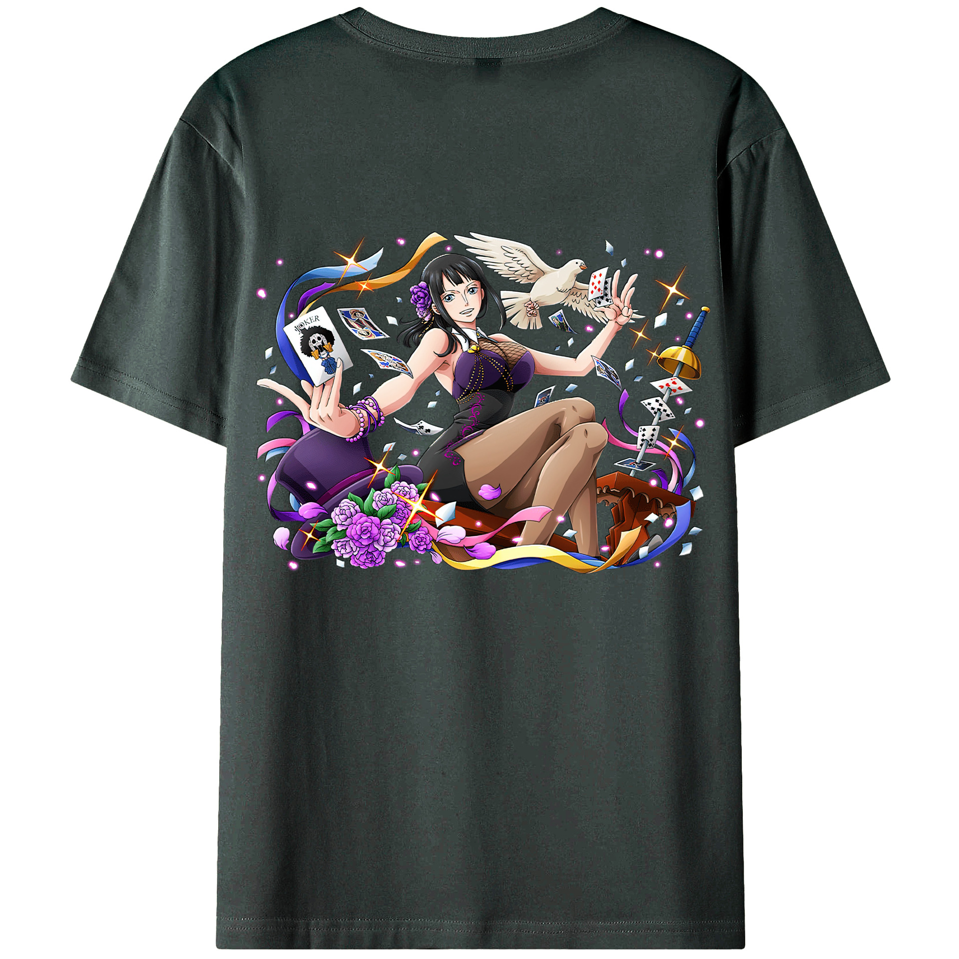 ワンピース ニコ・ロビン ONE PIECE Nico Robin 綿100％ メンズ半袖Tシャツ（バックプリント） 通気性